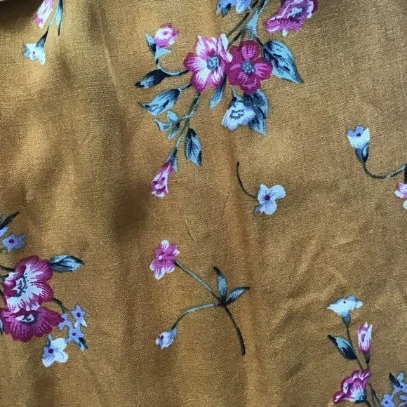 RE:NAMED Wide Leg Pants Mustard Print Pockets Elastic Waistband NWOT SZ S - Picture 6 of 7